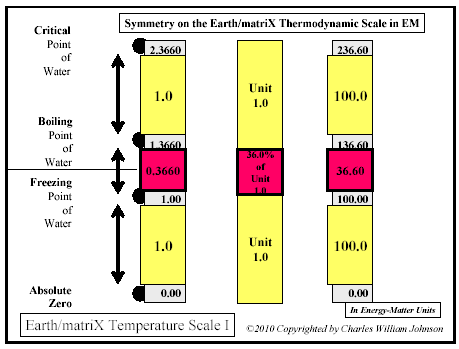 Symmetry on the EarthmatriX Thermodynamic Scale in EM